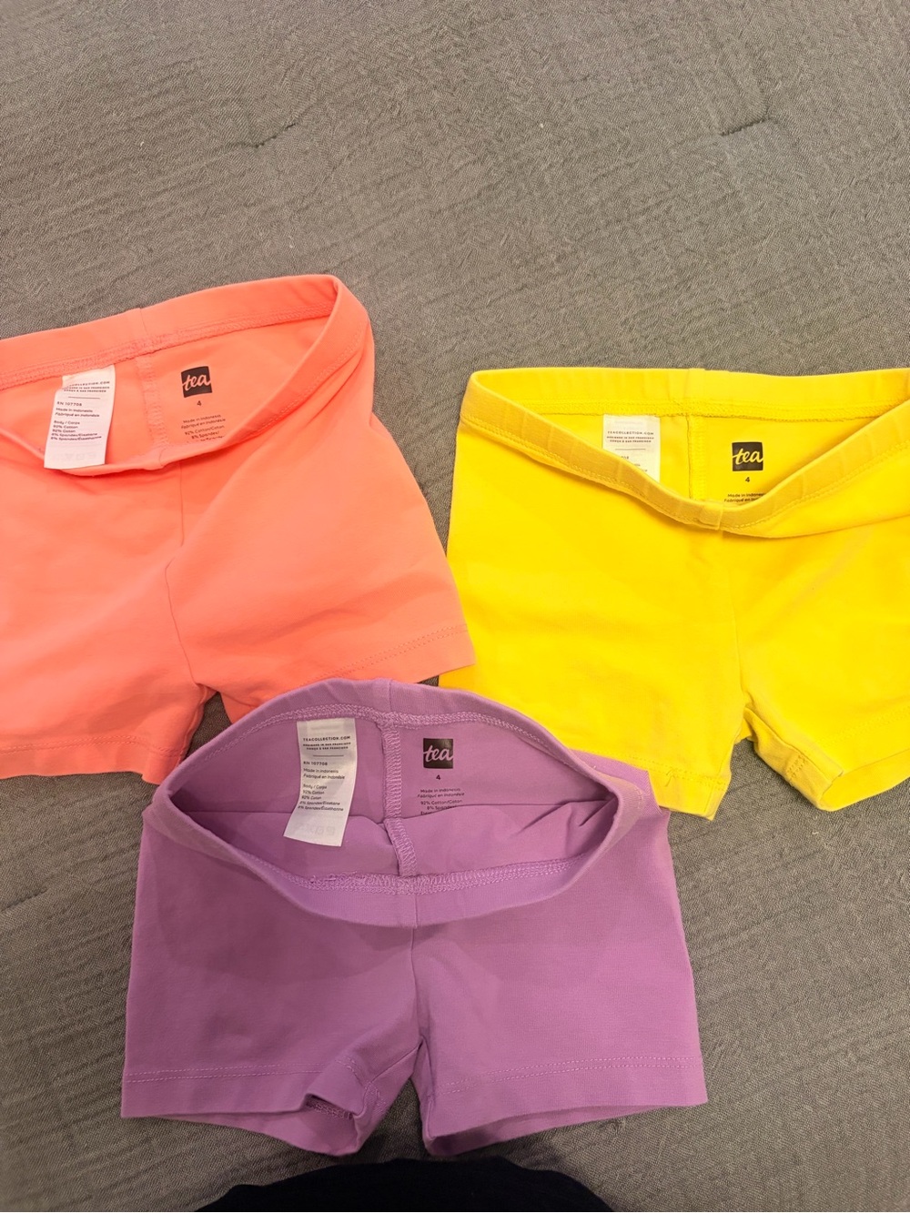 Tea Collection girls Cotton somersault shorts - Coral, Yellow, Lavender